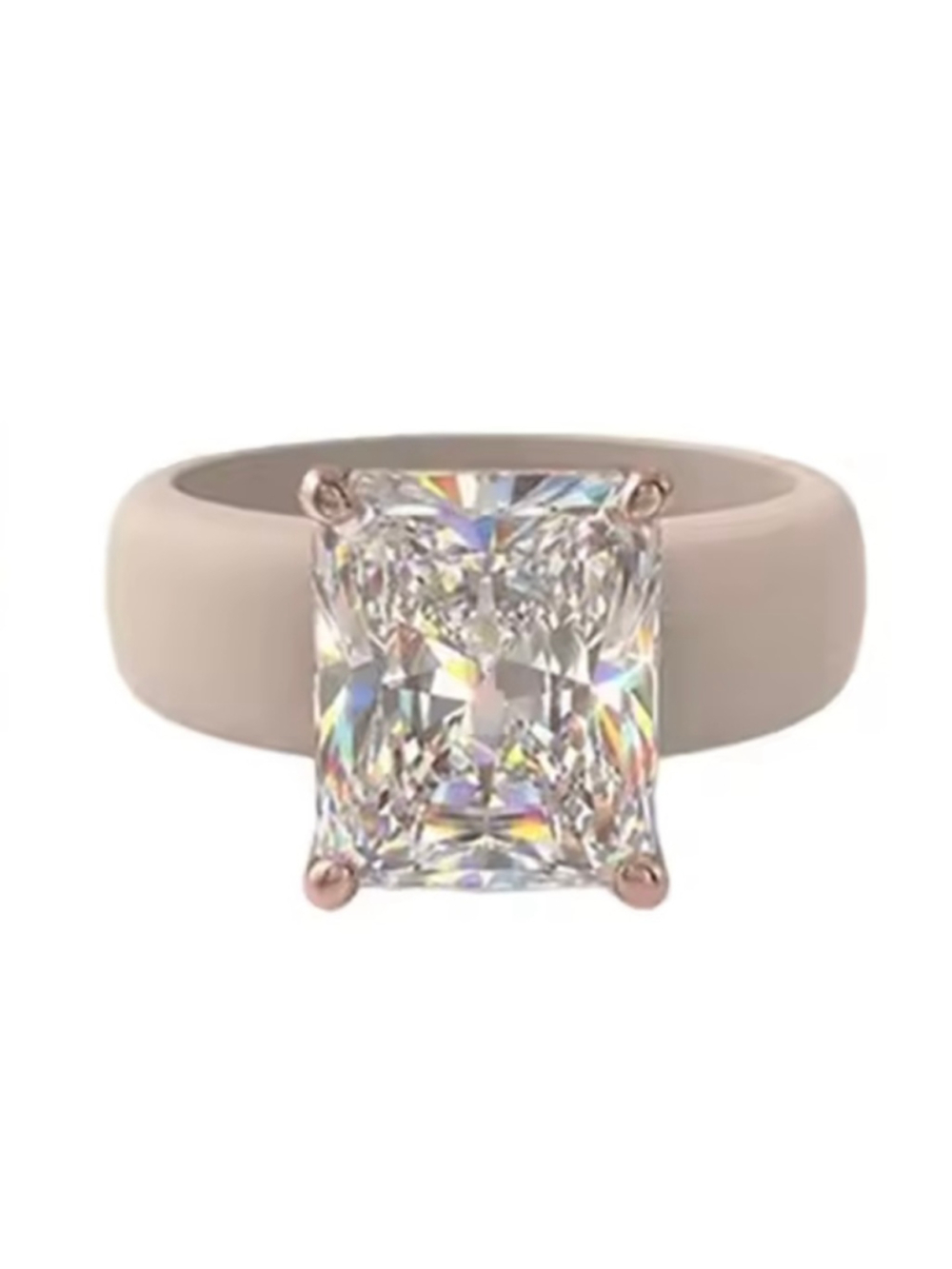 BEIGE BAND soft silicone RING with gemstone